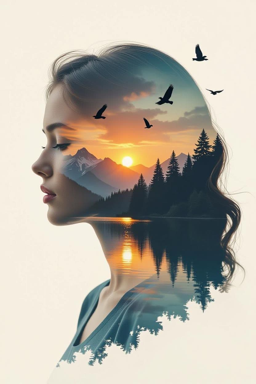 Cinematic Double Exposure prompt template