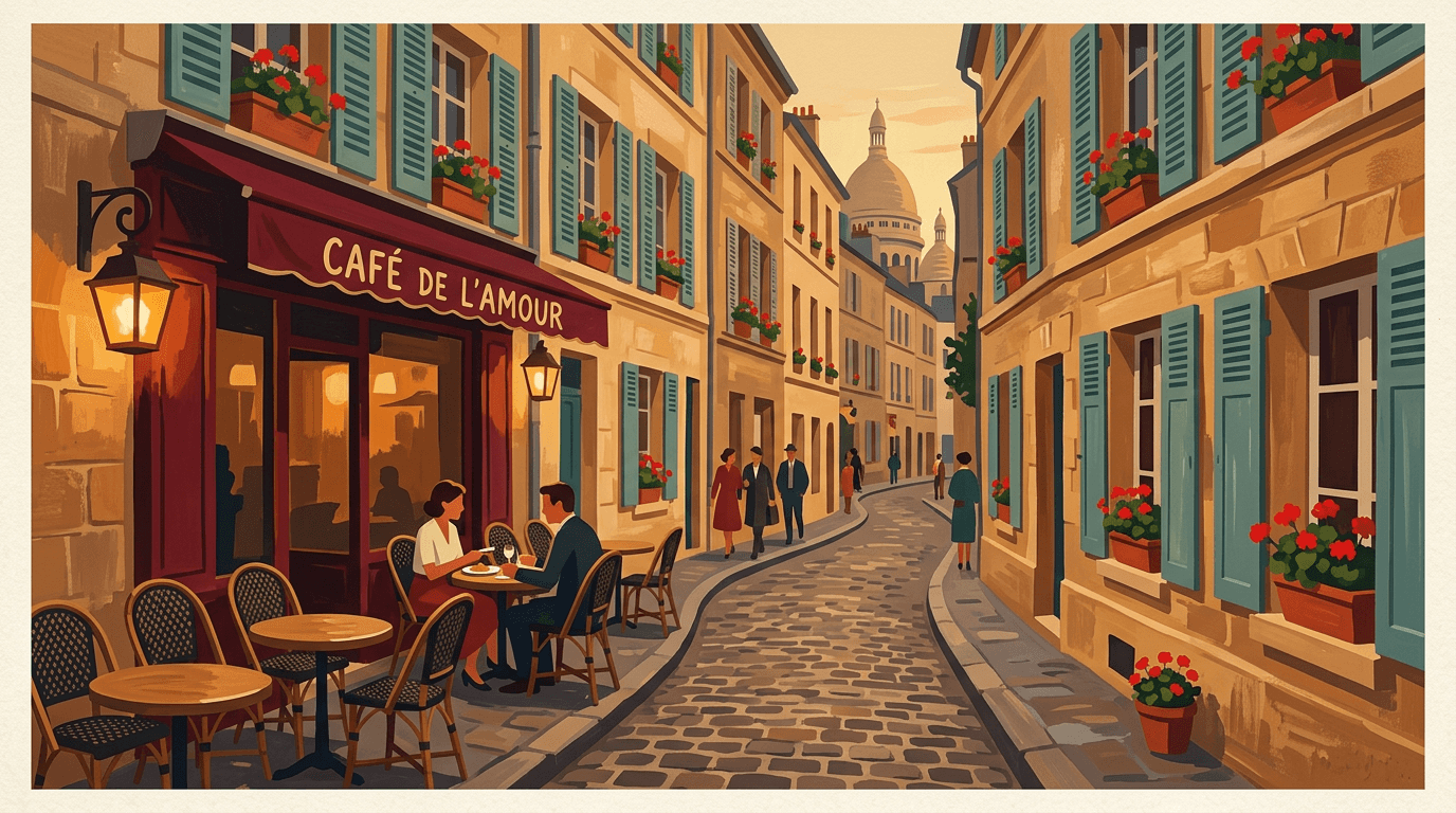 Urban Landscape in Gouache — Poster Style prompt template