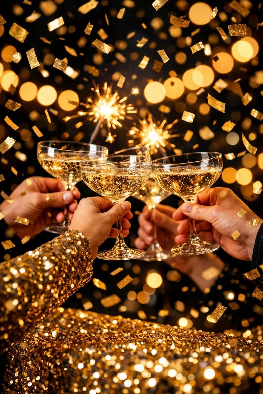 New Year's Eve Generator — 4K Glamour & Confetti prompt template