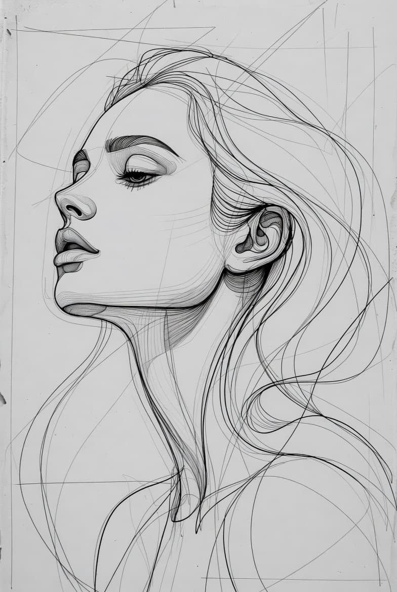 Line Art Portrait Sketch - AI generated example using this ChatGPT prompt template