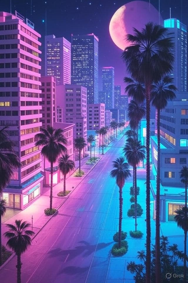 Vaporwave Aesthetic Generator - AI generated example using this ChatGPT prompt template