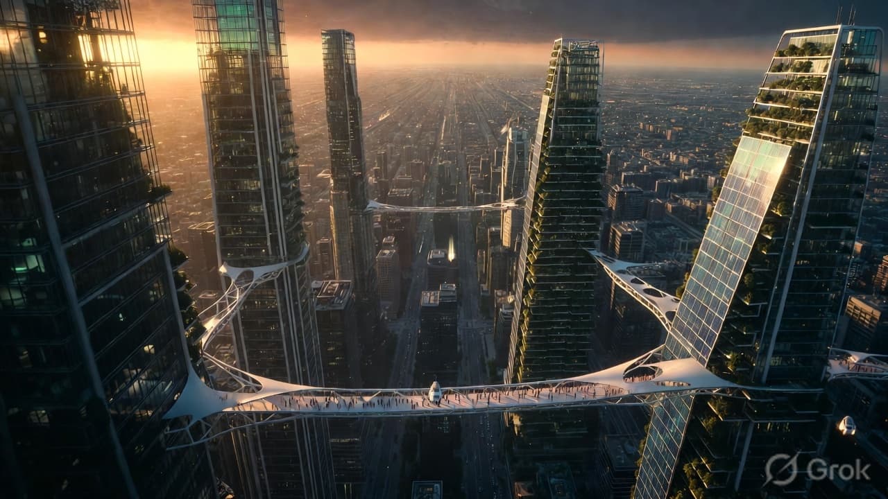 Futuristic City Aerial View - AI generated example using this ChatGPT prompt template