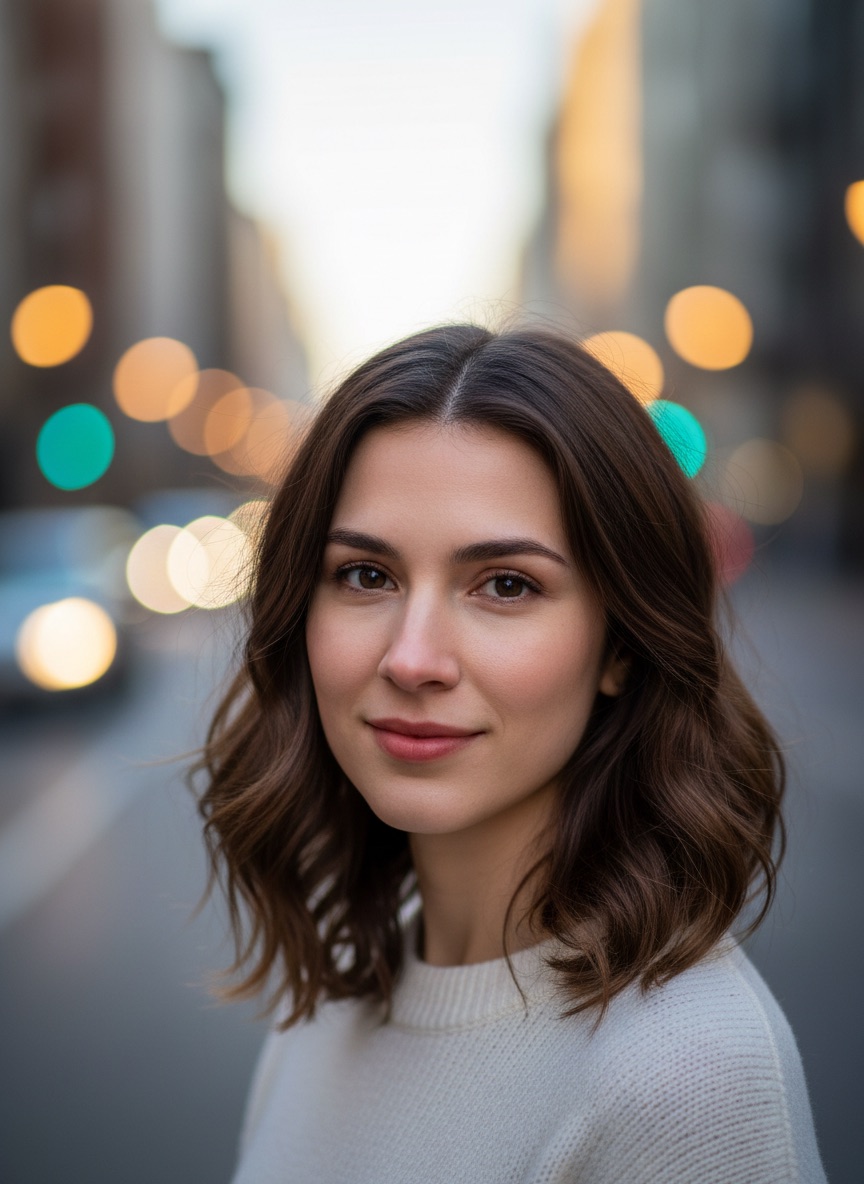 Background blurred to a shallow depth of field in Gemini, subject left sharp with clean hair edges