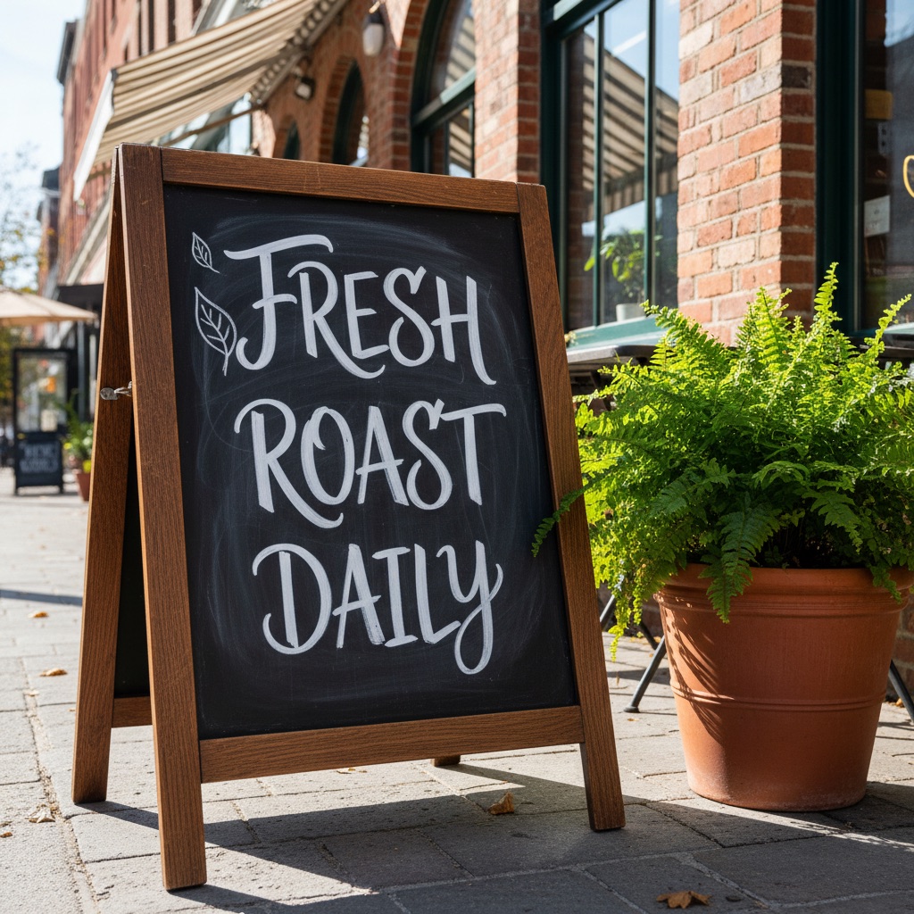 Nano Banana text-in-image example — a hand-painted sandwich board sign with fully legible rendered text