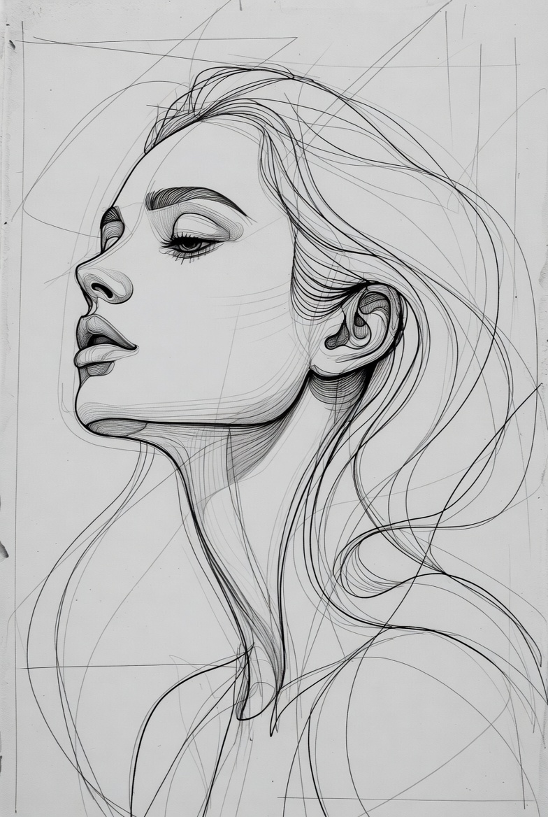 Example of Line Art Portrait Sketch